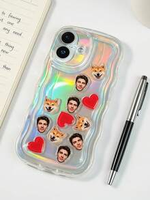 1 buah Casing Ponsel Motif Gelombang Foto yang Dapat Disesuaikan, Pelindung Ponsel Motif Keluarga/Hewan Peliharaan/Kartun yang Dapat Disesuaikan, Cocok untuk Souvenir Pernikahan, Hadiah Ulang Tahun/Ulang Tahun Pernikahan, Hadiah Manis Praktis untuk Pasangan/Keluarga/Teman/Pacar, Kerajinan Tangan yang Dapat Disesuaikan - MultiWarna - View 5