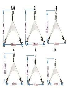 5 piezas Conector giratorio de barra plana estilo americano para pesca, conector de anzuelo triple, divisor de anillo triangular, accesorios de equipo de pesca - Plateado - Ver 5
