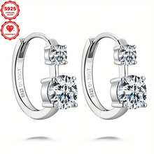 1 Pair Of Moissanite Earrings 925 Pure Silvery Women's Earrings Round 6.5mm&4mm Moissanite Earrings Fashion Earrings Jewelry Birthday Gift With GRA Certificate, Moissanite 6.5mm-2pcs, 4mm-2pcs - [silvery] - View 1