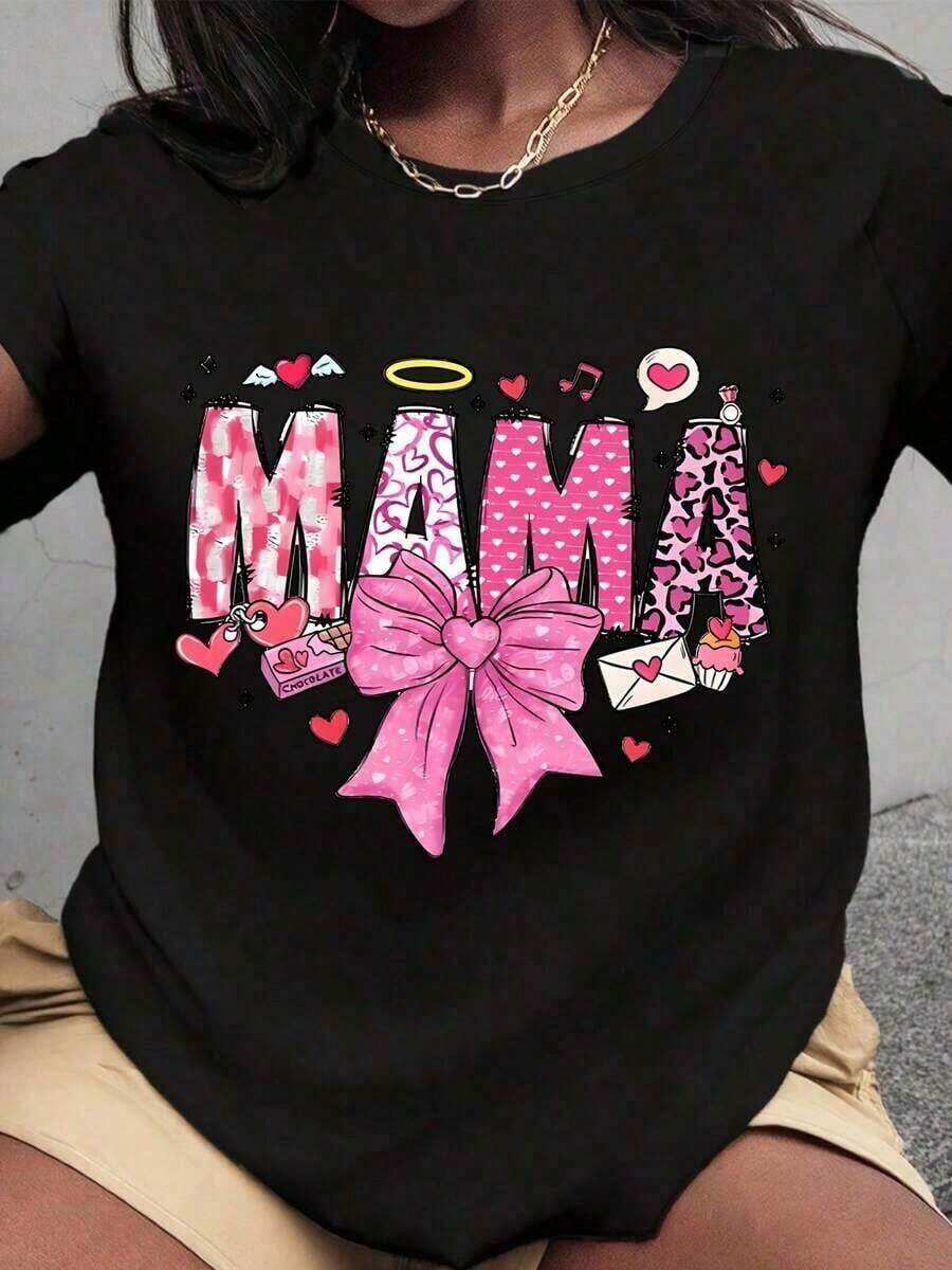 Special Offer: Women's Valentine's Day T-Shirt - T-Shirt With Bright Red Heart And Pink Hearts Design For Mother's Day And Valentine's Day - 黑3 - 查看 1