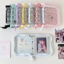1 buah Dompet Pengikat Photocard Mini 3 Ring PVC Lucu, Tempat Photocard Portabel dengan Motif Bintang, Kotak Album Kartu Resleting Transparan untuk Photocard Idol 3", Kartu Koleksi & Kartu Lomo, Tas Organizer Koleksi Kawaii untuk Pelajar & Penggemar, Kembali ke Sekolah - bahan pengikat - View 1