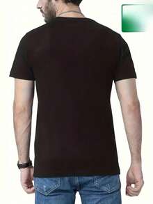 Men's Short Sleeve T-Shirt With Mountain Sunrise Print, 100% Pure Cotton, Relaxed, Comfortable And Breathable, High Quality Durable Craftsmanship With 4X1I Triple Needle - 黑色 - 查看 2