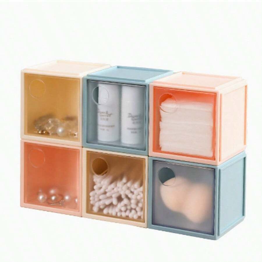 Japanischer Stil minimalistischer Schubladenorganizer, Aufbewahrung für Schreibwaren, Kosmetik, kleine Accessoires, kombinierbar - Quadratische Aufbewahrungsbox - Übersicht 1
