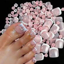 120-Piece French Manicure Set In 9 Colors, Short Square Style, Full Coverage Press-On Nails In Summer Pink And Glossy Brown. - Champagne - View 10