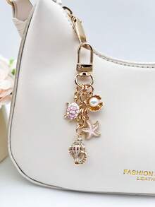 1pc Summer Ocean Element Shaped Bag Charm, Starfish, Seashell, Turtle Shell Decor, Elegant Lady's Keychain, Keyring, Keychain Decoration, Car Key Chain, Shoulder Bag, Wallet, Backpack Accessory, Room Decor, Phone Charm, Convenient To Carry, Suitable For Beach Vacation, Daily Outing, Popular Among Fashionable Young People - Multicolor - View 10