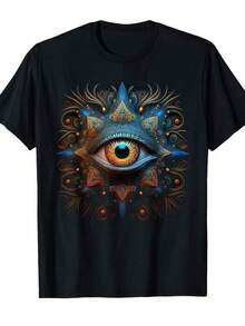 T-Shirt With Turkish Eye Symbol For Esoteric Spiritual Protection - Black - View 1