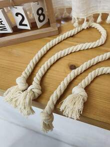 2pcs/4pcs Set, Beige Woven Tie-Back, Modern Minimalist Style Faux Linen Material Curtain Tiebacks, Suitable For Home Decor - Beige - View 7