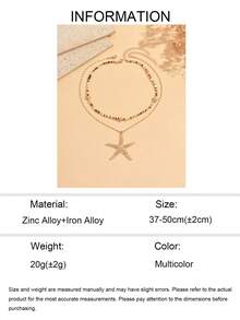 2er Set Sommer Strand Stil gemischte Farben Perlenkette mit Gold Seestern Anhänger, modisch für Alltag/Outdoor/Party/Musikfestival - Verschiedenfarbig - Übersicht 6