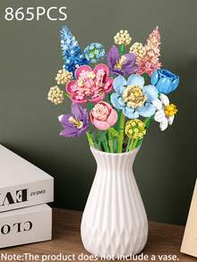 Flower Bouquet Building Blocks,Artificial Flower Building Kit, Everlasting Floral Arrangement For Home Decor - Multicolor - View 2