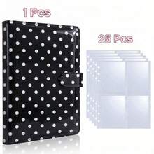 1pc A5 Size Korean Style Loose Leaf Card Holder, 25 Pages, 4 Card Slots, 200 Card Slots, PU Leather Cover, Convenient For Card Organization - Multicolor - View 24