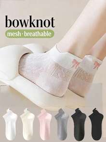 1/3/6 Đôi tất mắt cá chân bằng lụa băng thoáng khí, lưới thêu, tất ngắn mỏng co giãn unisex, tất thuyền màu trắng - Nhiều màu - Xem 10