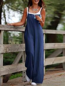 Solid Color Jumpsuit - Royal Blue - View 12