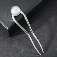 1/2pcs Luxury Pearl U-Shaped Hair Clip, New Chinese Style Elegant Hair Accessory, Minimalist Versatile Hair Barrette - Multicolor - View 6