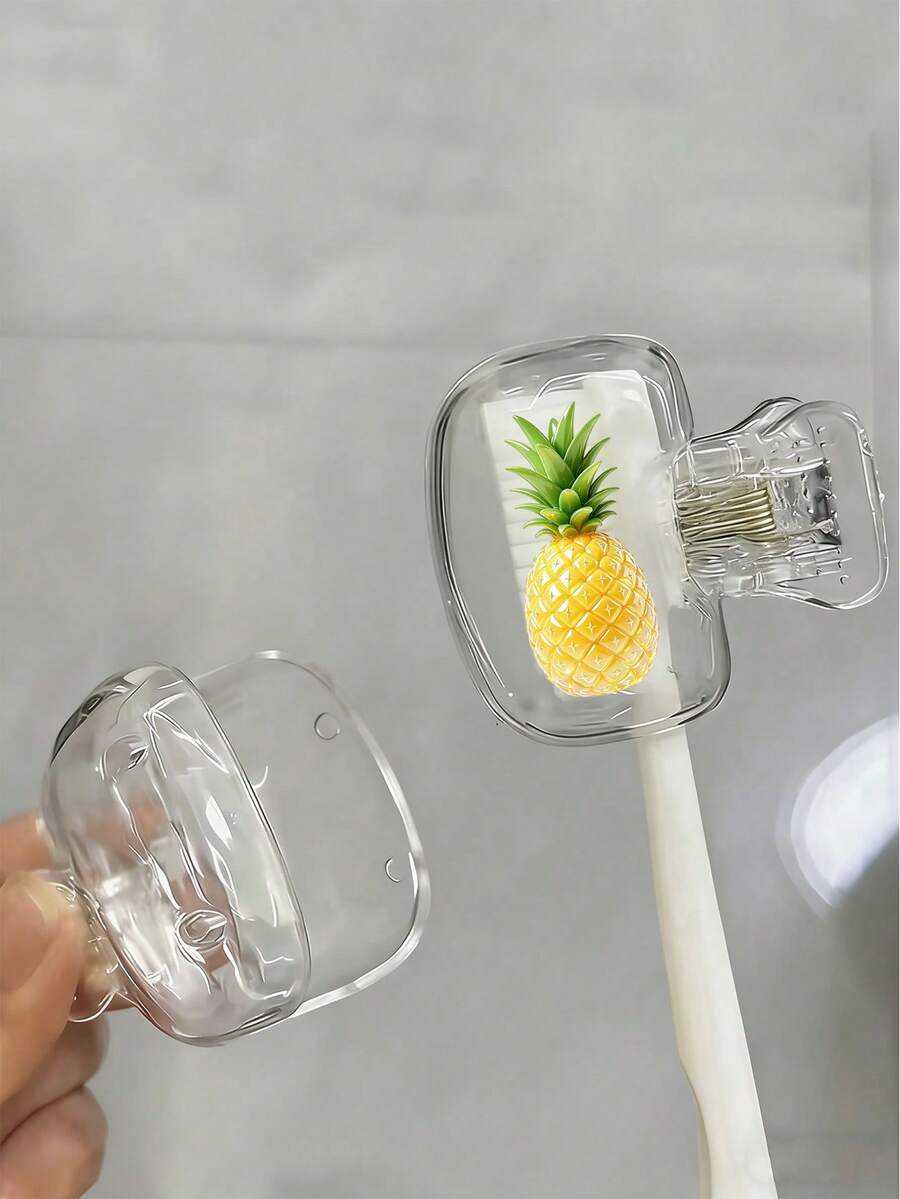 鳳梨造型牙刷收納盒 - 可愛設計適用於旅行與居家收納,附透明蓋,輕巧便攜設計方便攜帶,保護牙刷刷頭,具備雙重排水與通風功能,適合居家、宿舍與旅行使用 | 可愛牙刷頭收納盒適用於浴室收納,適合居家與宿舍使用,開學必備 - 彩色 - 查看 1