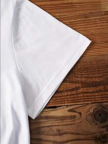 New T-Shirt, 100% Cotton, Machine Washable, Suitable For Spring, Summer And Autumn, Casual Style, Comfortable Fit, Modern Design, Versatile For Daily Use, Soft Fabric, Style A. - 白色 - 查看 4