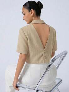 Women Blazers - 杏 - 查看 5