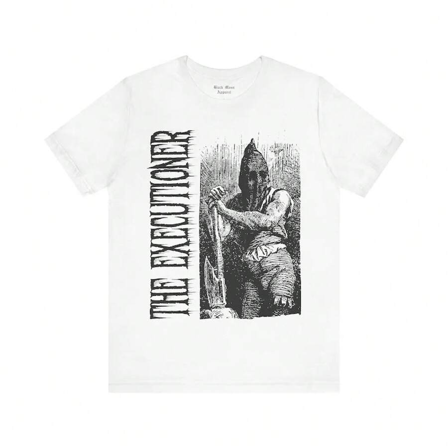 Unisex Short-Sleeved T-Shirt Featuring The Executioner, Medieval Torture, Vintage Creepy Art, Gothic Fashion, And The Dark Ages. - 白色 - 查看 1