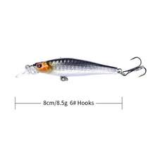5入 8cm 8.5g 逼真釣魚路亞餌，潛水深度 0.5-2m，硬餌路亞適合鱸魚、黑魚及其他魚類 - 彩色 - 查看 3