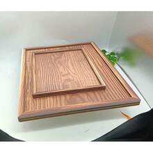 1个黑色木质长方形/圆形托盘，家用餐盘，酒店餐厅咖啡盘，茶盘，水果、寿司、牛排、面包、甜点木质展示盘，透明纹理杯垫 - 淺木色 - 查看 7