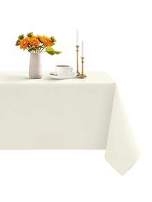 1pc Flat Rectangular Tablecloth - Stain Resistant & Wrinkle-Free Polyester Tablecloth, 150 X 259cm (Approx. 59 X 102 Inches) Suitable For Kitchen, Dining, Party, Wedding Indoor And Outdoor Use (Ivory White) - Ivory White - View 15