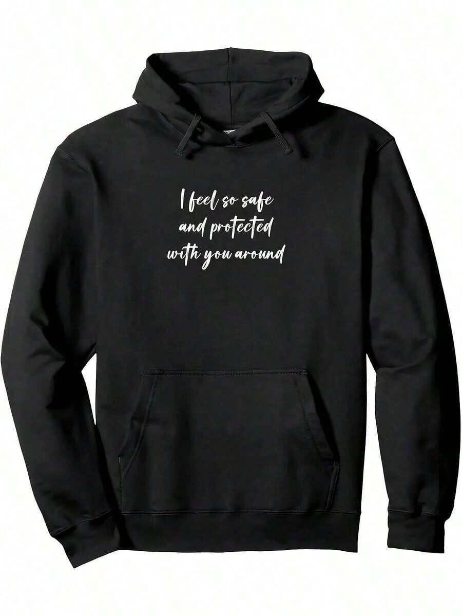 Compatible With 1 Men's Heavyweight Hoodie - Indigenous Inspired Graphic Print With Feather Design, Black With Red And White Lettering, Front Pocket, Regular Fit, Casual Outdoor Sweatshirt_089 - 黑色 4 - 查看 1