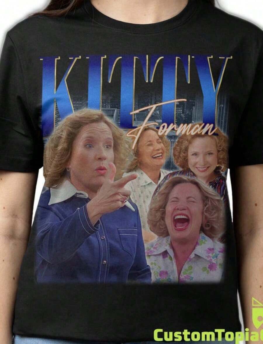 Women's Cotton T-Shirts KITTY FORMAN SHIRT, That '70s Show Funny Sitcom Rap Tee Fan Gift, Kitty Forman Vintage T-Shirt, Debr Y2k Women's Basic Blouses - 黑色 - 查看 1