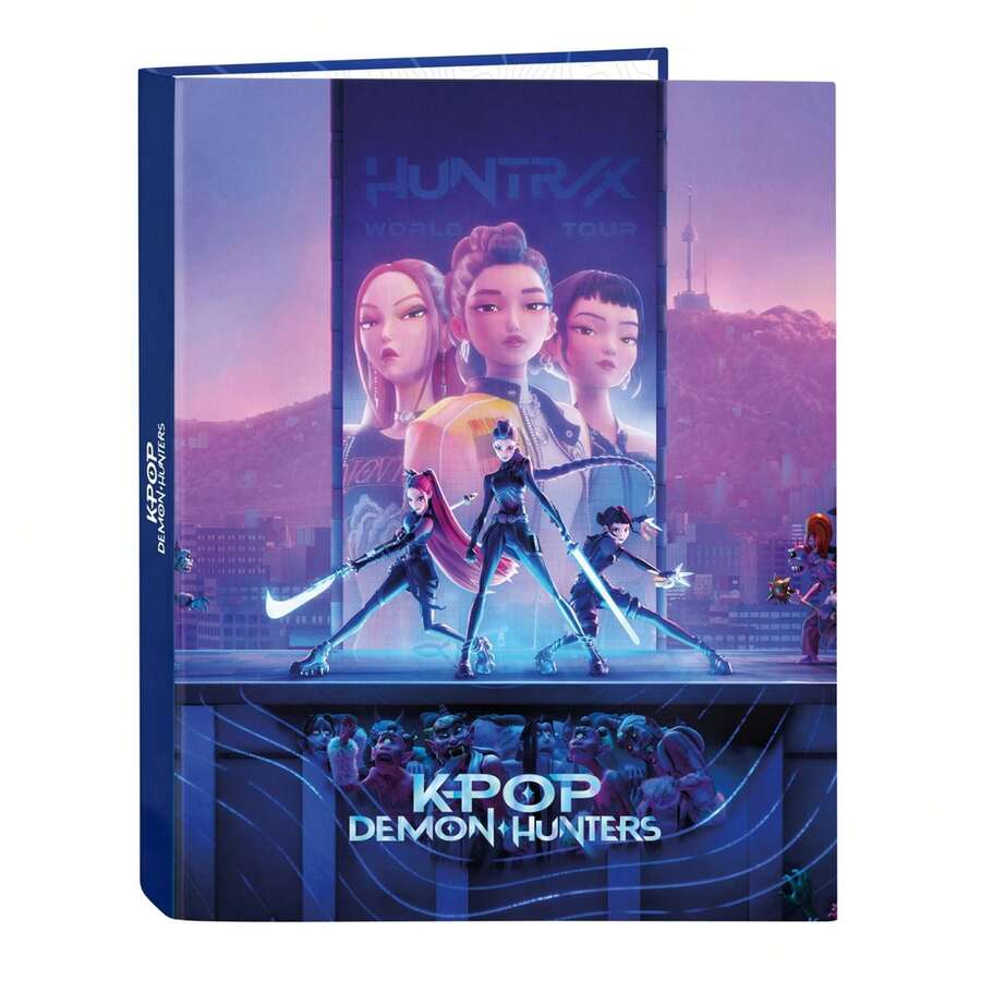 Safta | FoliO K-Pop 惡魔獵人主題學生文具文件夾,男女通用,硬面活頁夾,4 個 25 毫米圓環,均碼,適合上學和返校使用 - 免費送貨 ✅ 24/48 小時送達西班牙(半島) - 資料夾(3) - 查看 1