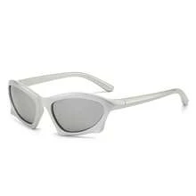 New European And American Y2K Unisex Millennium-Style Cyberpunk Futuristic High-Tech Glasses For Women, Suitable For Street Photography, Stylish Looks, And Everyday Use Such As Traveling, Driving, And Sports - Tấm thủy ngân khung bạc - Xem 8