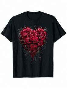 Camiseta Corazón Sangriento - Rosa Gótica - Negro - Ver 1