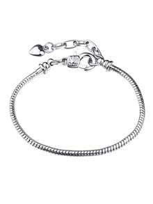 1 pieza Pulsera con colgante de cruz luminoso, Pulsera con colgante de ojo de demonio, Pulsera de cadena con corazón de moda, Pulsera de elemento oceánico, Pulsera de vacaciones en la playa, Pulsera con cuentas de diamantes, Pulsera DIY de cuentas de agujero grande verde, Pulsera con colgante de hoja de arce, Regalo de recuerdo de viaje, Pulsera de festival de música, Regalo de temporada de graduación, Regalo de temporada de regreso a clases, Pulsera de boda - Plateado - Ver 11