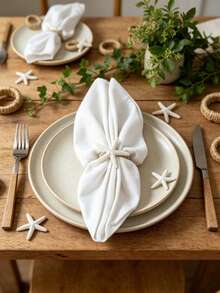 4pcs/Set Starfish Decor Napkin Ring,Ideal For Outdoor, Themed And Holiday Table Decor-Handwoven Linen Napkin Rings With Floral Design - Natural Jute Material For Nautical Theme Table Decor, Perfect For Parties, Weddings, Birthdays - View 11