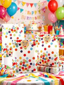 48/24/12 Sets Colorful Polka Dot Kraft Paper Gift Bags With Stickers, Birthday Party Gift Bags, Wedding Party Colorful Polka Dot Kraft Paper Bags, Holiday Party Colorful Polka Dot Gift Bags, Thanksgiving Theme Party Gift Bags Decorations, Suitable For Weddings, Birthday Parties, Holiday Gatherings, Party Gifts, With Sealing Stickers - Colorful Polka Dot Paper Bags - View 6