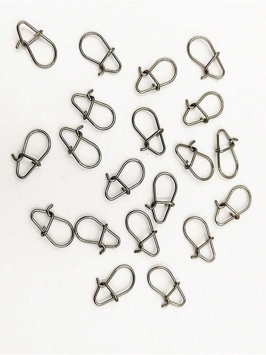 100pcs Gourd-Shaped Snap Swivels Reinforced Connectors, Micro Baitcast Rings, Fishing Accessories - Silver - View 1