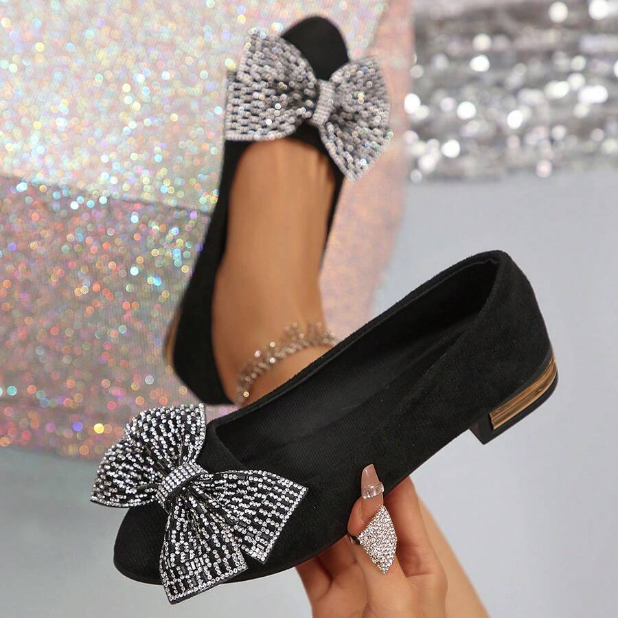 Women's Spring/Autumn New Flat Shoes, Bowknot Fairy Style, Comfortable Versatile Soft Bottom Fashionable Chic Shoes - Black - View 1