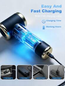 Handheld Car Vacuum Cleaner, Suction And Blower Integrated Wireless Mini Vacuum Cleaner, USB Charging, Multiple Nozzles, Efficient Home And Car Cleaning, Suitable For Cars, Homes, Offices, Cleaning Pet Hair - Black - View 5