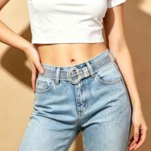 Women's Minimalist Clear Transparent PVC Waist Belt, Simple Acrylic Round Buckle, Slim Decorative See‑Through Belt For High Waist Jeans, Dresses - PVC Belt - View 8