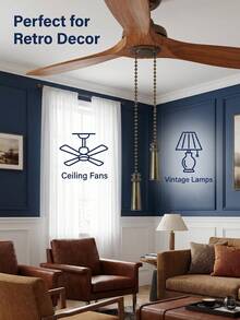 2pcs 14-Inch Bronze Color Decorative Ceiling Fan Pull Chain, Beach Tower Fan Pull Chain Set, Nautical Style Tower Pull Chain, Copper Ceiling Fan Pull Chain, 2-Piece Set - Type a - View 3