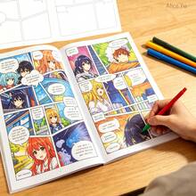 32 Pages Blank Comic Book, DIY Story Drawing Notebook, Creative Comic Panels, Diary For Boys & Girls, Creative Art Practice Book - Multicolor - View 4