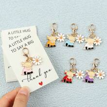 6pcs Daisy & Highland Cow Keychains With Encouragement Cards, Ideal For Birthdays And General Occasions Popular Gifts For Friends And Family - Multicolor - View 8