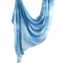 1 buah Syal/Penutup Kepala Wanita Gaya Bohemian dengan Motif Cat Air, Marmer, Riak Air, dan Tie-Dye, Cocok untuk Pemakaian Sehari-hari - Baby Blue - View 2