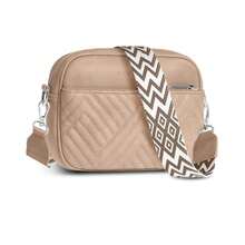 Premium Quilted Crossbody Bags For Women With Anti-Pickpocket Clip, Vegan Leather Handbags, Travel Purses For Women - 單肩包 沙色提花肩帶 - 查看 1