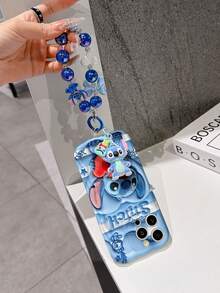 Disney Has Authorized, Phone Case - Chain Set, The Stitch Lilo & Stitch 3D Phone Case Plus A Silicone 3D Stitch Bracelet With Metallic Ring Removable Bracelet, Stitch And Angel Pattern, Compatible With Iphone17/16/15/14/13/12/11/XS/XR/X Plus Pro Max, A Stylish Cartoon Phone Case, The Perfect Gift Choice, Phone Protection, Durable Phone Cover, Great Gift For Friends And Family. - 白色 - 查看 3