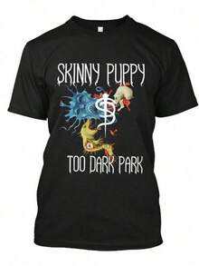 Men's Graphic T-Shirt "Skinny Puppy Too Dark Park" - 100% Cotton, Comfortable And Breathable, Casual Digital Print T-Shirt, Perfect For Outdoor Activities And Casual Wear - 黑色 - 查看 1