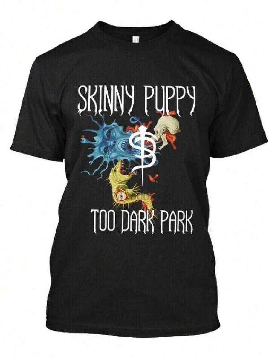 Men's Graphic T-Shirt "Skinny Puppy Too Dark Park" - 100% Cotton, Comfortable And Breathable, Casual Digital Print T-Shirt, Perfect For Outdoor Activities And Casual Wear - 黑色 - 查看 1