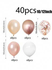 40入 多色亮片乳膠氣球 10/12英吋 生日、聖誕派對裝飾 - 白色套裝 - 查看 4