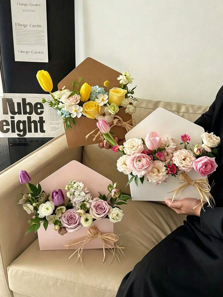 5/10/1個-信封花盒，鮮花手持花盒，花藝盒花信封盒高級混搭風格花藝花束包裝，教師手持花籃，情人節紙質花藝盒，花朵存放禮品盒婦女節手持花盒，花盒紙質花信封盒花藝用品，通用節日包裝，聖誕花禮袋，派對禮品包裝盒，派對，適合花藝師和DIY愛好者