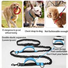 反光弹力便携式跑步犬牵引带,防挣脱遛狗神器,适用于小型和中型犬,通用牵引用品 - 彩色 - 查看 8