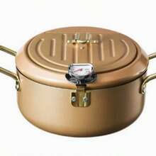 Deep Fryer Pot With Thermometer 3.5L 304 Stainless Steel Tempura Fryer Pan - Champagne - View 3