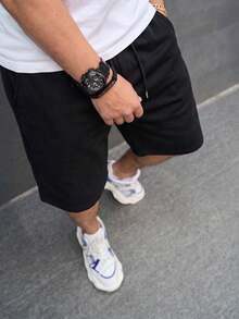 GRDR Men's Summer Casual Drawstring Shorts, Relaxed 5-Inch Inseam - Black - View 3