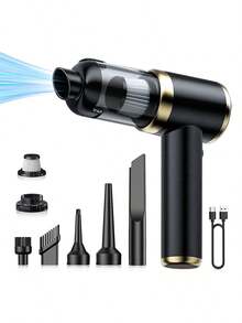 Handheld Car Vacuum Cleaner, Suction And Blower Integrated Wireless Mini Vacuum Cleaner, USB Charging, Multiple Nozzles, Efficient Home And Car Cleaning, Suitable For Cars, Homes, Offices, Cleaning Pet Hair - Black - View 1